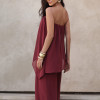 MACACÃO SAMIRA BLUSA ASSIMÉTRICA - MARSALA