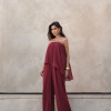 MACACÃO SAMIRA BLUSA ASSIMÉTRICA - MARSALA