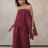 MACACÃO SAMIRA BLUSA ASSIMÉTRICA - MARSALA