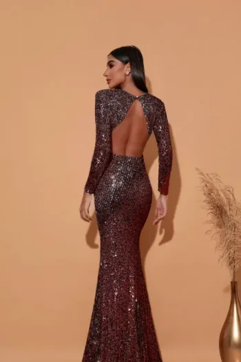 VESTIDO GLAMOROUS PAETÊ SEREIA - BRONZE