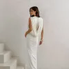 VESTIDO LONGO JERSEY DRAPEADO - OFF WHITE