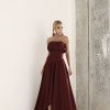VESTIDO MIDI HELENA SAIA ASSIMÉTRICA - VINHO