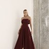 VESTIDO MIDI HELENA SAIA ASSIMÉTRICA - VINHO