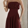 VESTIDO MIDI HELENA SAIA ASSIMÉTRICA - VINHO