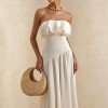 VESTIDO MIDI HELENA SAIA ASSIMÉTRICA - OFF WHITE