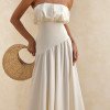 VESTIDO MIDI HELENA SAIA ASSIMÉTRICA - OFF WHITE