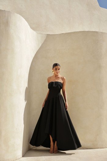 VESTIDO MIDI HELENA SAIA ASSIMÉTRICA - PRETO