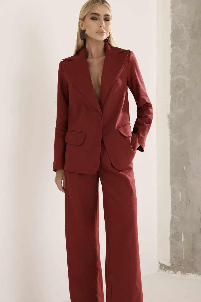 CONJUNTO FILIPA BLAZER E CALÇA LINHO - MARSALA