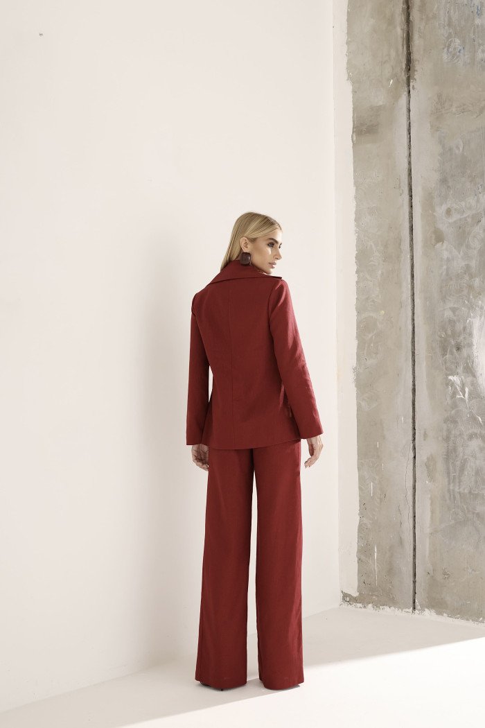 CONJUNTO FILIPA BLAZER E CALÇA LINHO - MARSALA