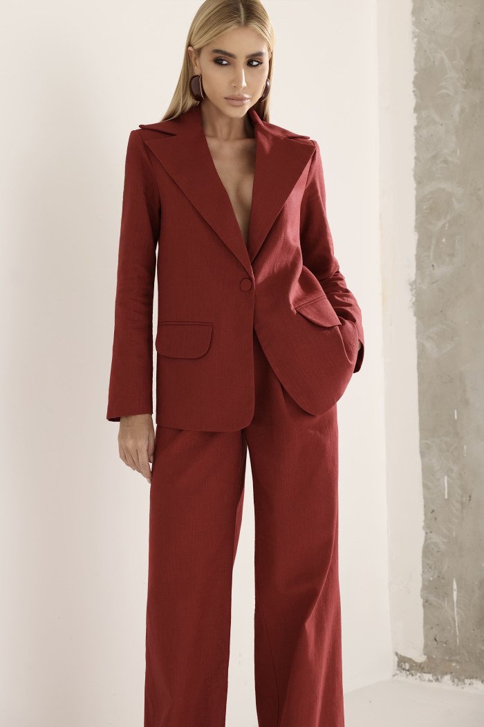 CONJUNTO FILIPA BLAZER E CALÇA LINHO - MARSALA