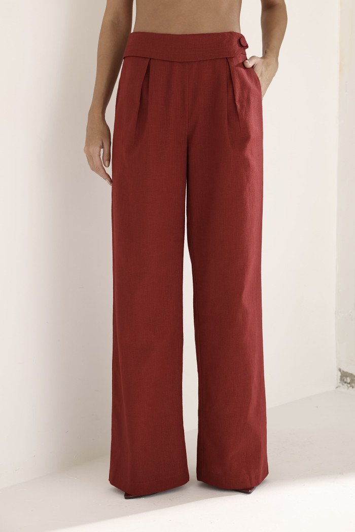 CONJUNTO FILIPA BLAZER E CALÇA LINHO - MARSALA