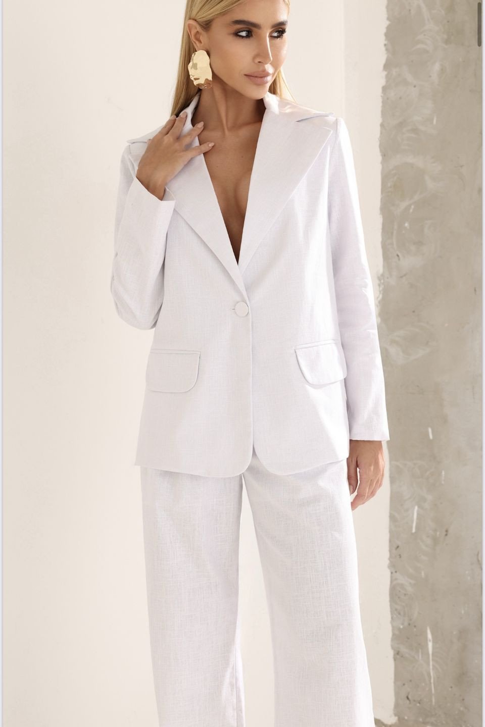 CONJUNTO FILIPA BLAZER E CALÇA LINHO - BRANCO