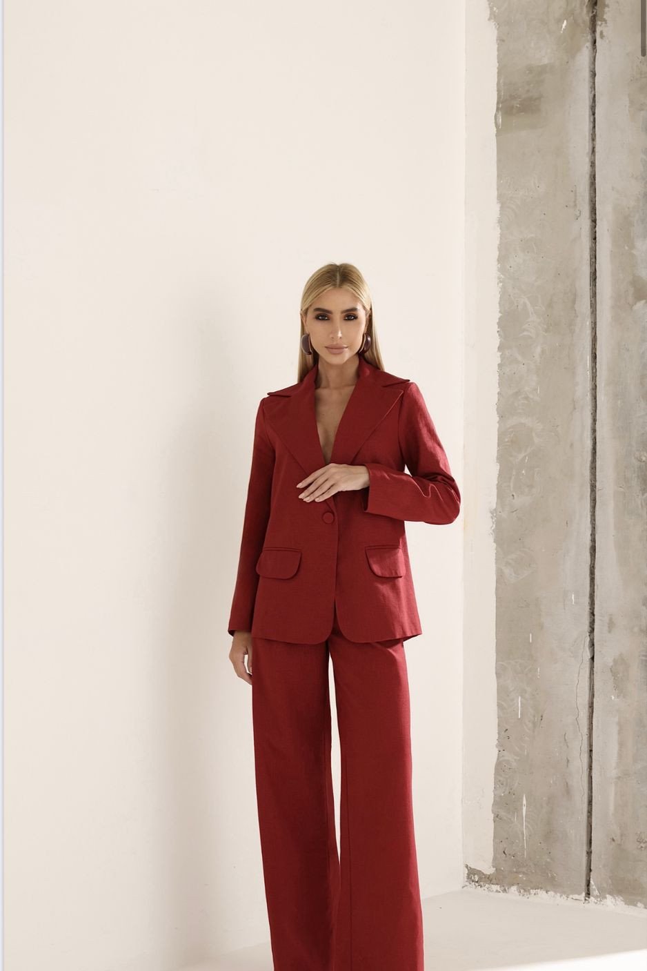 CONJUNTO FILIPA BLAZER E CALÇA LINHO - MARSALA