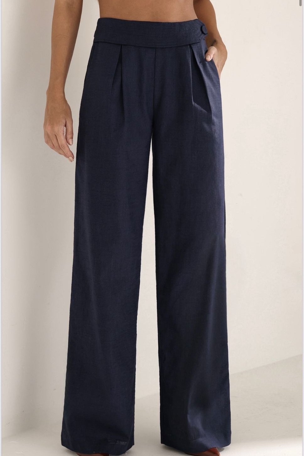 CONJUNTO FILIPA BLAZER E CALÇA LINHO - AZUL MARINHO