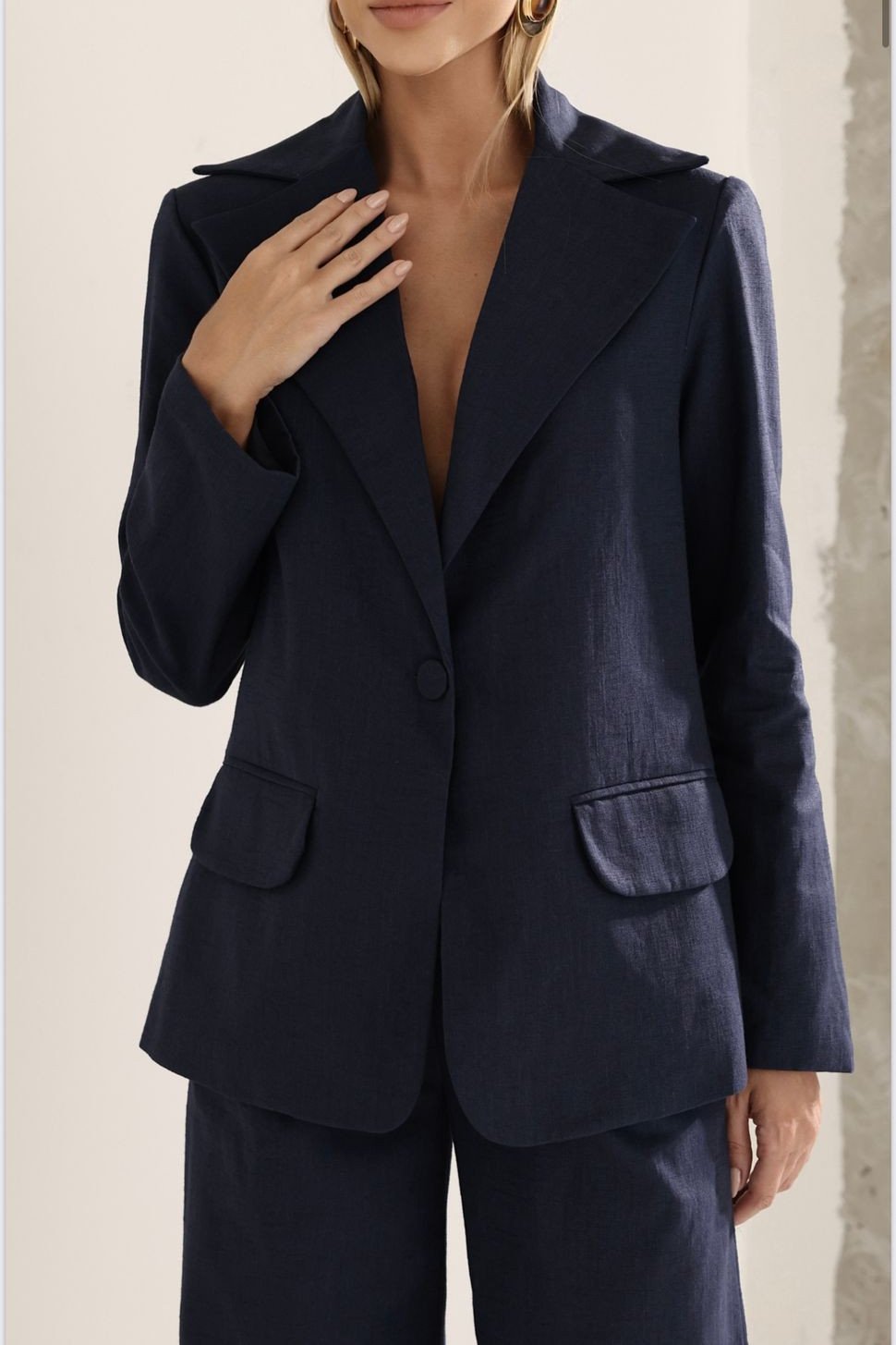 CONJUNTO FILIPA BLAZER E CALÇA LINHO - AZUL MARINHO