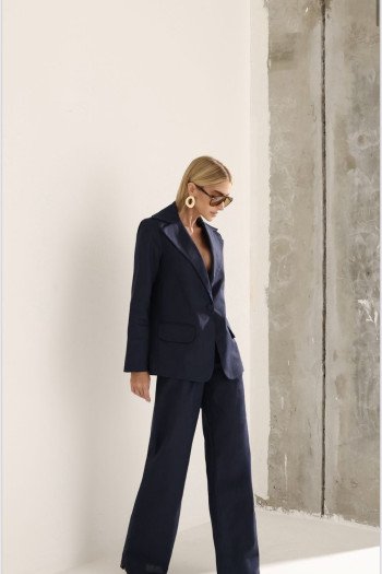 CONJUNTO FILIPA BLAZER E CALÇA LINHO - AZUL MARINHO