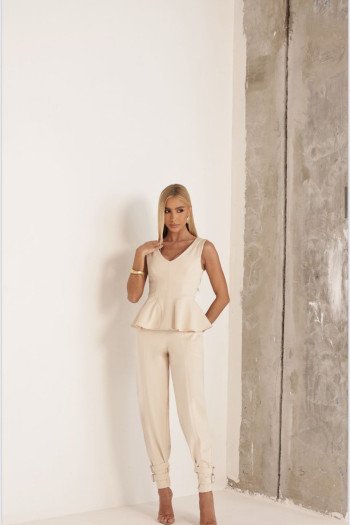 CONJUNTO MÔNICA BLUSA E CALÇA MONTARIA - AREIA