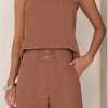 CONJUNTO PALOMA BLUSA E CALÇA VIÉS - CAMEL