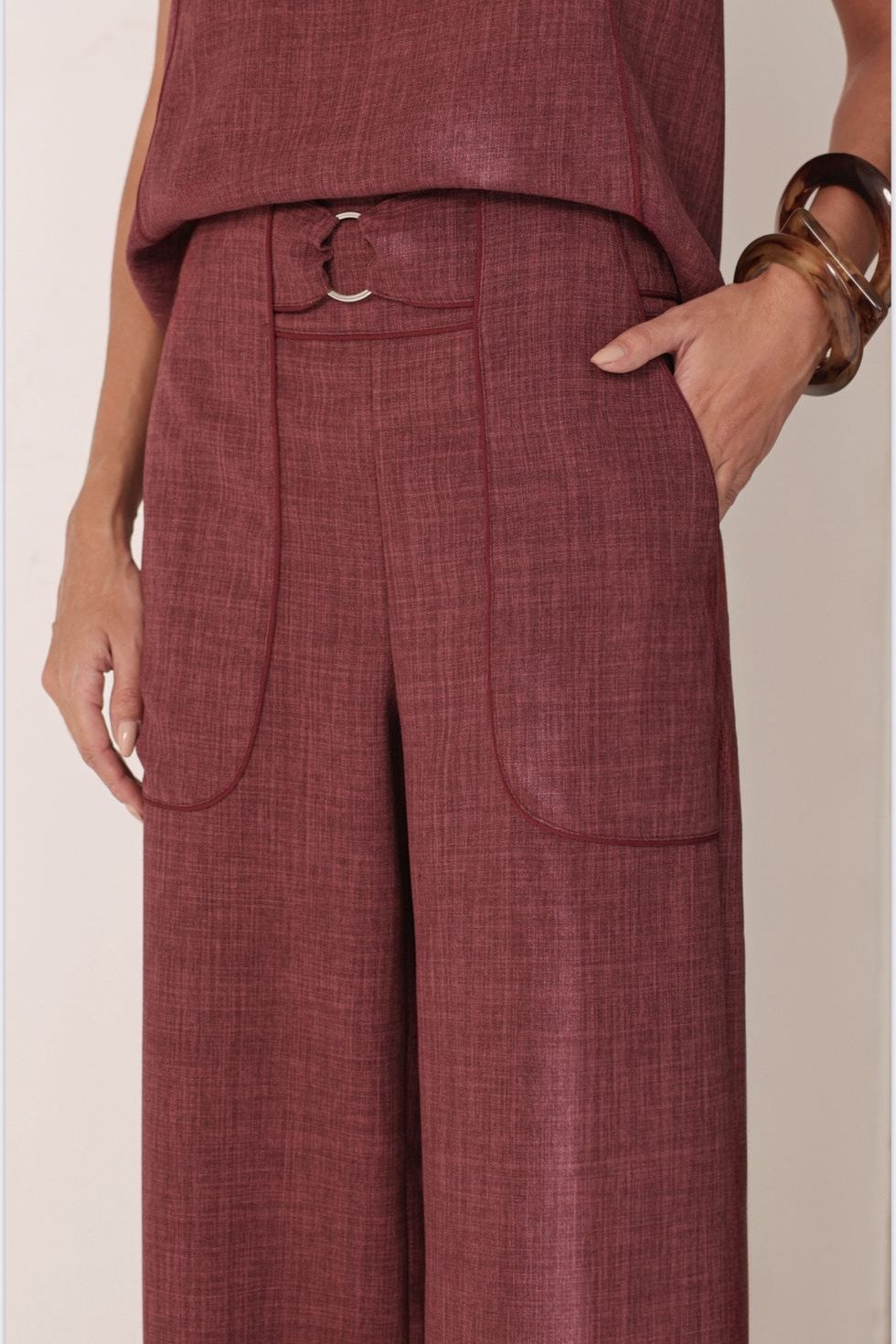 CONJUNTO PALOMA BLUSA E CALÇA VIÉS - TERRACOTA