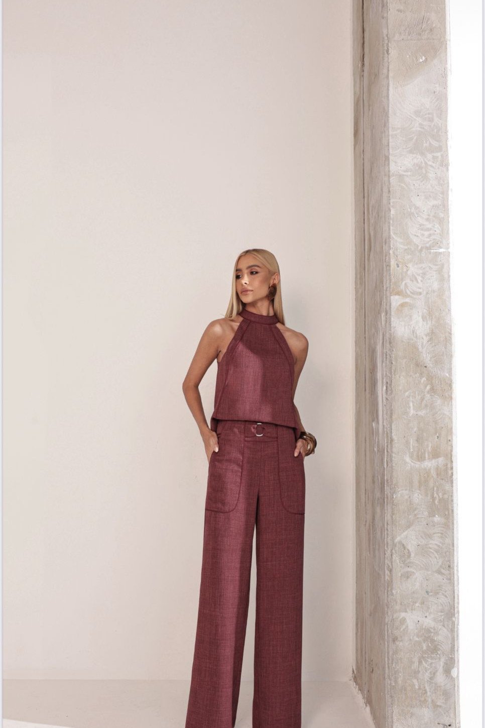 CONJUNTO PALOMA BLUSA E CALÇA VIÉS - TERRACOTA