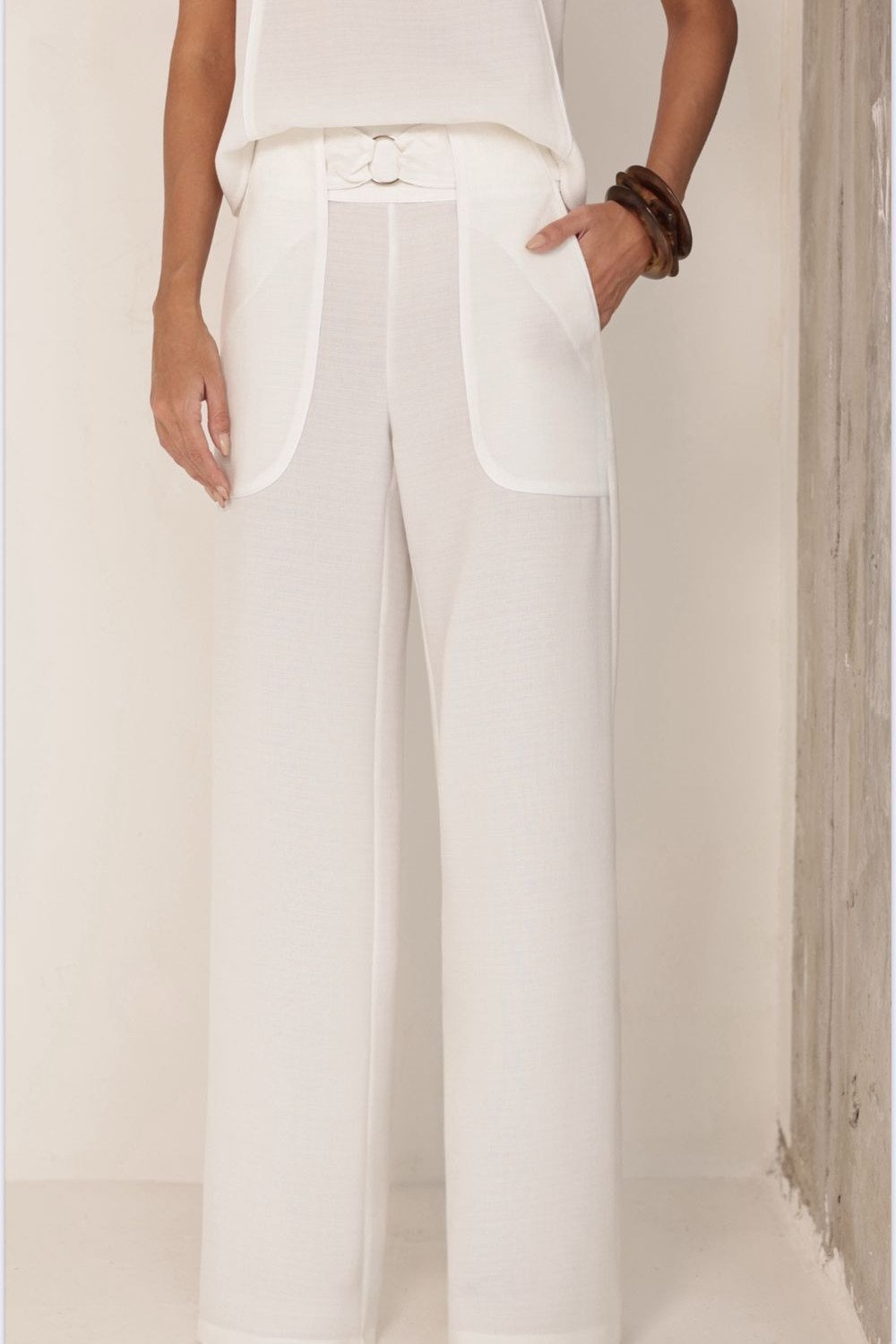 CONJUNTO PALOMA BLUSA E CALÇA VIÉS - OFF WHITE