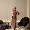 VESTIDO ESTEFÂNIA LONGUETE TRICÔ - CHOCOLATE