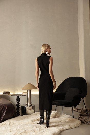 VESTIDO ESTEFÂNIA LONGUETE TRICÔ - PRETO