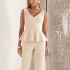 CONJUNTO MÔNICA BLUSA E CALÇA MONTARIA - AREIA