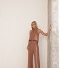 CONJUNTO PALOMA BLUSA E CALÇA VIÉS - CAMEL