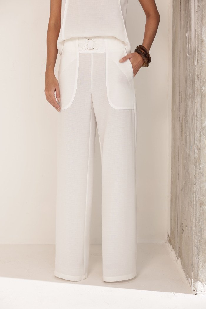 CONJUNTO PALOMA BLUSA E CALÇA VIÉS - OFF WHITE