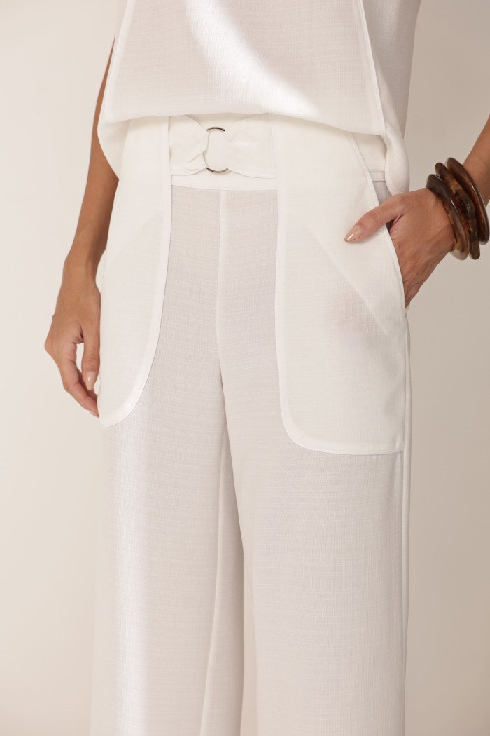 CONJUNTO PALOMA BLUSA E CALÇA VIÉS - OFF WHITE