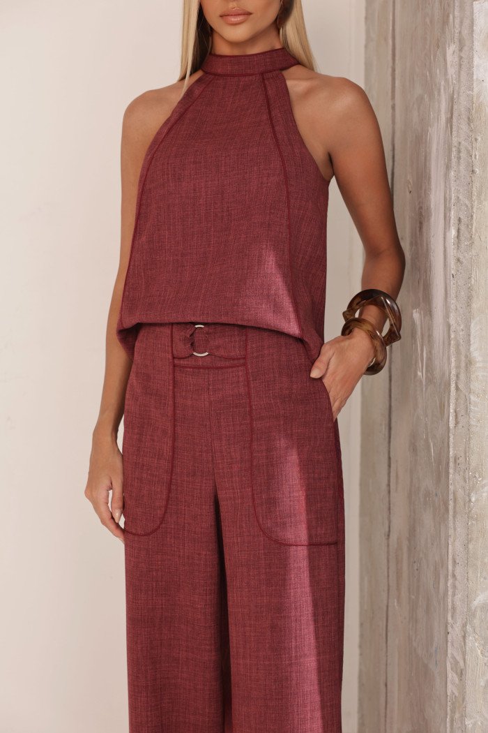 CONJUNTO PALOMA BLUSA E CALÇA VIÉS - TERRACOTA