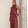CONJUNTO PALOMA BLUSA E CALÇA VIÉS - TERRACOTA