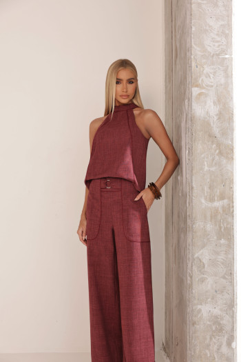 CONJUNTO PALOMA BLUSA E CALÇA VIÉS - TERRACOTA