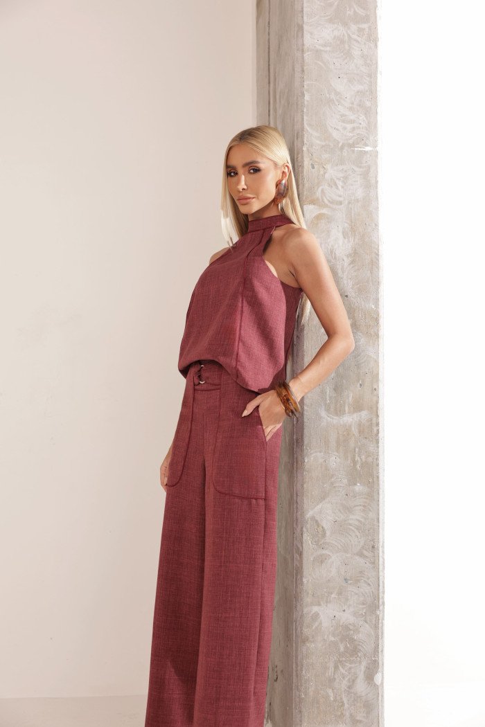 CONJUNTO PALOMA BLUSA E CALÇA VIÉS - TERRACOTA