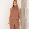 CONJUNTO PALOMA BLUSA E CALÇA VIÉS - CAMEL