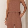 CONJUNTO PALOMA BLUSA E CALÇA VIÉS - CAMEL