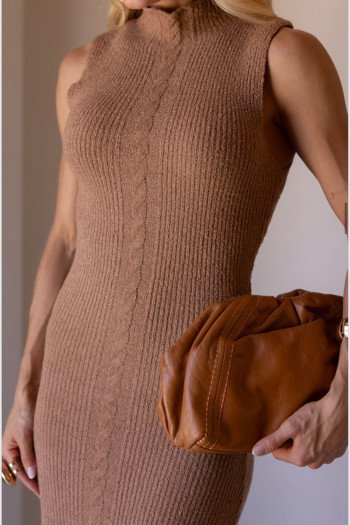 VESTIDO ESTEFÂNIA LONGUETE TRICÔ - CAMEL
