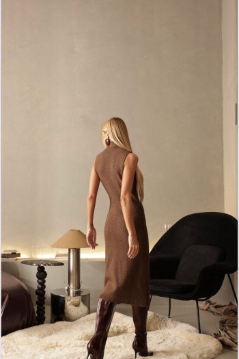 VESTIDO ESTEFÂNIA LONGUETE TRICÔ - CHOCOLATE