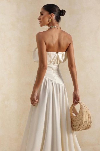 VESTIDO MIDI HELENA SAIA ASSIMÉTRICA - OFF WHITE