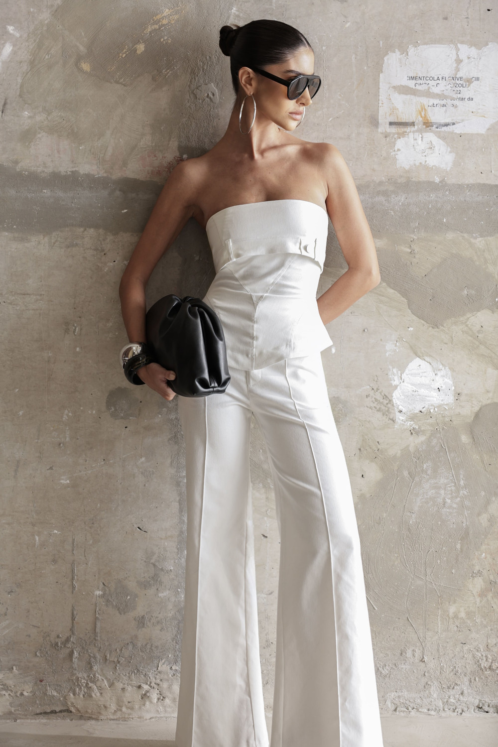 CONJUNTO ROMA CORSET CALÇA VINCO - OFF WHITE