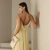 VESTIDO YOLANDA LONGO DRAPEADO BUSTO E COSTAS - CAMOMILA