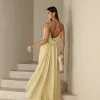 VESTIDO YOLANDA LONGO DRAPEADO BUSTO E COSTAS - CAMOMILA