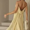 VESTIDO YOLANDA LONGO DRAPEADO BUSTO E COSTAS - CAMOMILA