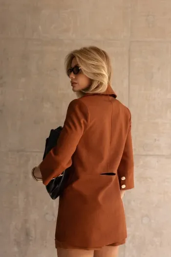 BLAZER MANGA 7/8 ALFAITARIA BÁRBARA - CAMEL