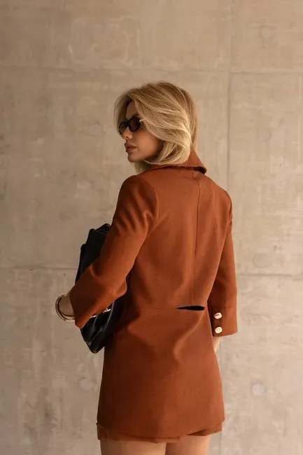 BLAZER MANGA 7/8 ALFAITARIA BÁRBARA - CAMEL