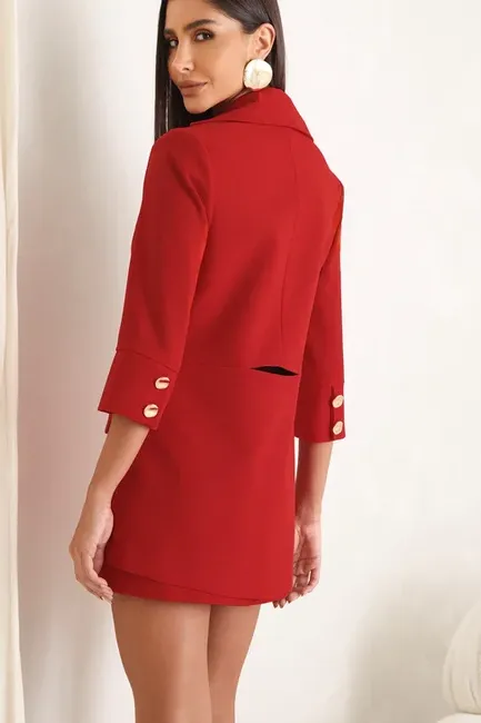 BLAZER MANGA 7/8 ALFAITARIA BÁRBARA - VERMELHO