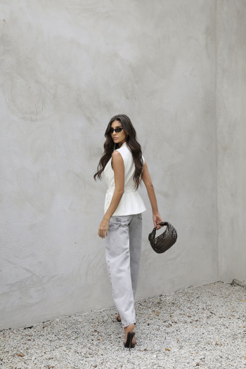 CALÇA JEANS TATI CINTURA ALTA WIDE LEG - CINZA