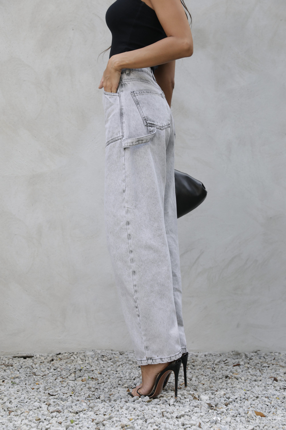 CALÇA JEANS TATI CINTURA ALTA WIDE LEG - CINZA