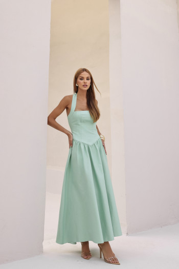 VESTIDO LONGO FRENTE ÚNICA MARCELE - VERDE MENTA